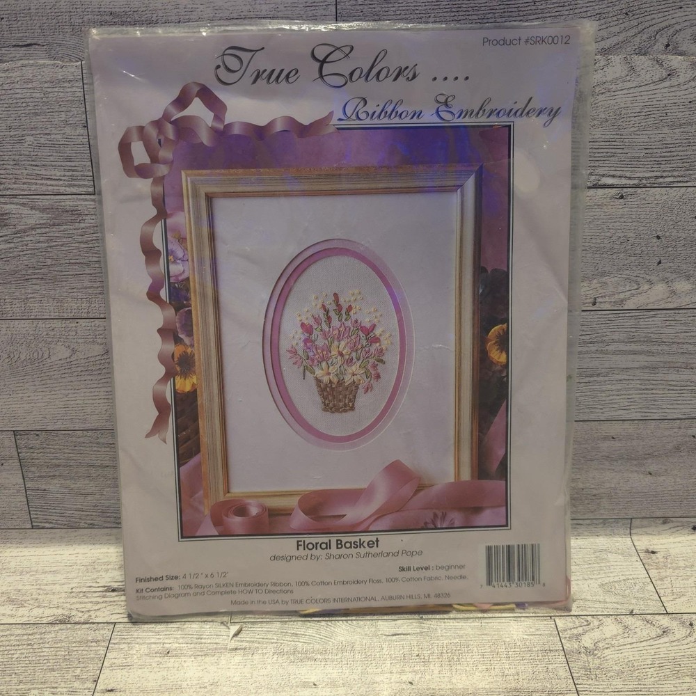 Floral Basket Ribbon‎ Embroidery Kit True Colors Spring #SRK0002 Sharon Pope NOS